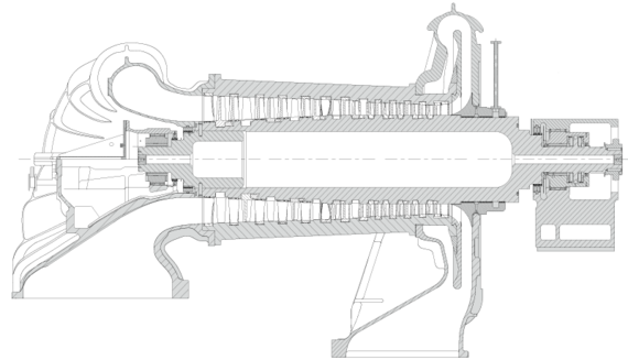 Продольный разрез осевого компрессора К-3750/3,3